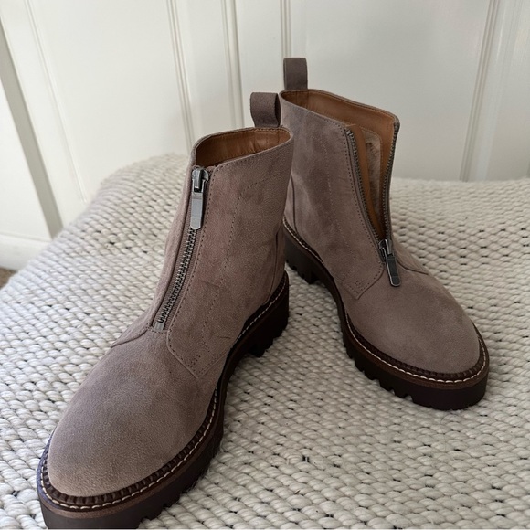 NEW Brown Tan Suede Zip Up Chelsea Lug Boot -- Size 6.5 - Picture 10 of 16